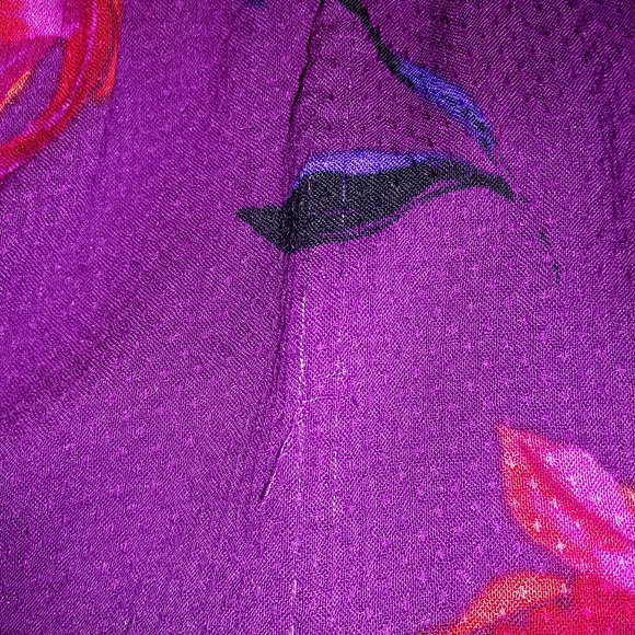 Purple Floral L/S Band Collar Midi Dress - Picture 11 of 14